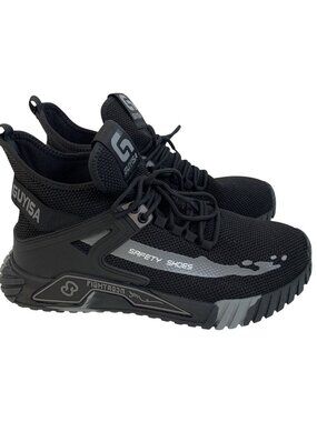 Mens Guyisa Black Athletic Lightweight Steel Toe Safety Shoes Size 12 US